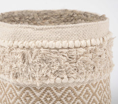Textured Jute & Cotton Basket
