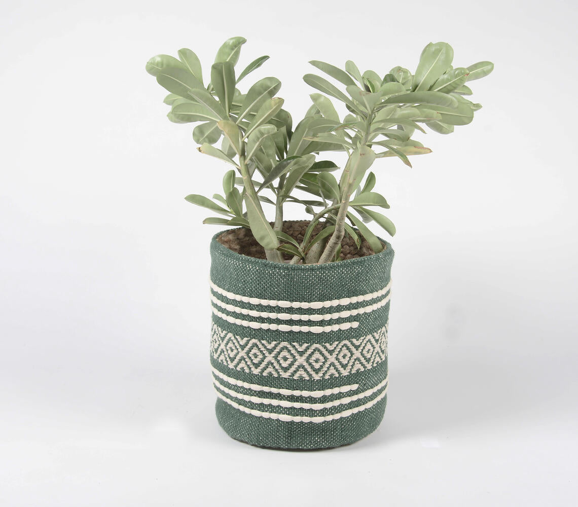 Olive Green Cotton & Jute Basket