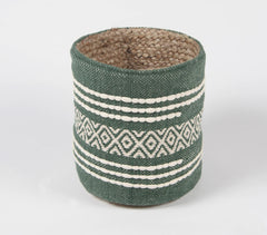 Olive Green Cotton & Jute Basket