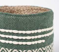 Olive Green Cotton & Jute Basket
