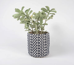 Monochrome Diamond Cotton & Jute Basket
