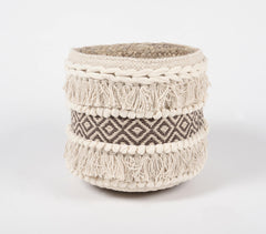Textured & Panelled Cotton Jute  Basket