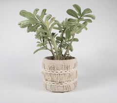 Tasseled & Textured Cotton & Jute Basket