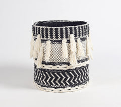 Handwoven Tasseled Cotton Basket