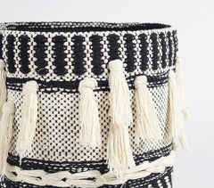 Handwoven Tasseled Cotton Basket