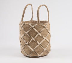 Hand Braided Jute & Macrame Cord Basket