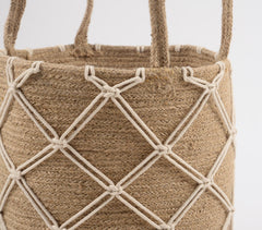 Hand Braided Jute & Macrame Cord Basket