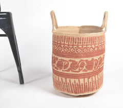 Handwoven Ethnic Printed Jute Basket