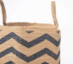 Handwoven Chevron Printed Jute Basket