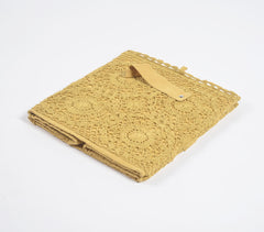 Crochet Mustard Cotton Foldable Storage Hamper