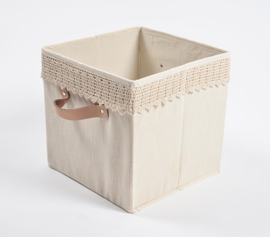 Crochet Lace Cotton Foldable Storage Hamper