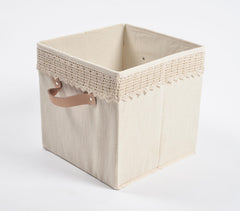 Crochet Lace Cotton Foldable Storage Hamper