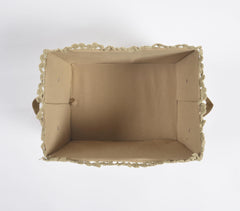Crochet Khaki Cotton Foldable Storage Hamper