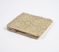 Crochet Khaki Cotton Foldable Storage Hamper