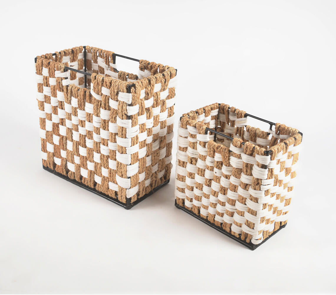 Braided Plain Weave Iron Basket (Set of 2)