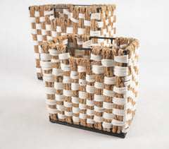 Braided Plain Weave Iron Basket (Set of 2)