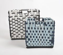 Checked Monochrome Cotton Baskets (Set of 2)