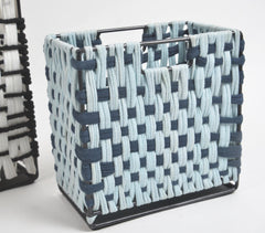Checked Monochrome Cotton Baskets (Set of 2)