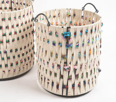 Multicolor Woven Cotton Baskets (Set of 2)