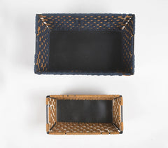 Braided Plain Weave Iron Basket (Set of 2)