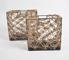 Knotted Jute & Iron Baskets (Set of 2)