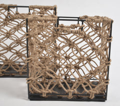 Knotted Jute & Iron Baskets (Set of 2)