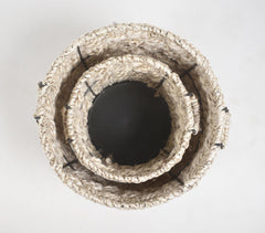 Checkered Woven Jute & Iron Nesting Basket (set of 2)