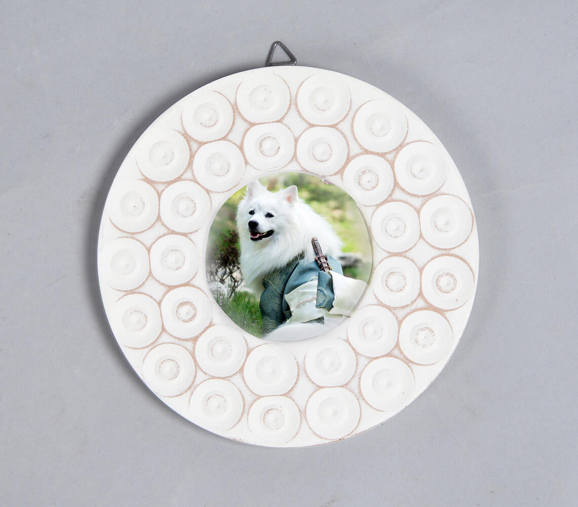 All Rounds Carved White hanging Photo Frame