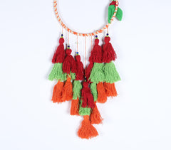 Thread-Wrapped Hoop Tasseled Wall Hanging