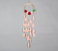 Dual-Rings Floral Pink Tasseled Wall Decor