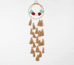 Dual-Rings Floral Brown Tasseled Wall Decor