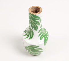 Enamelled Wooden Tropical Leaf Vase