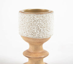 Raw Mango Wood Beaded Incense Cone Holder Q2