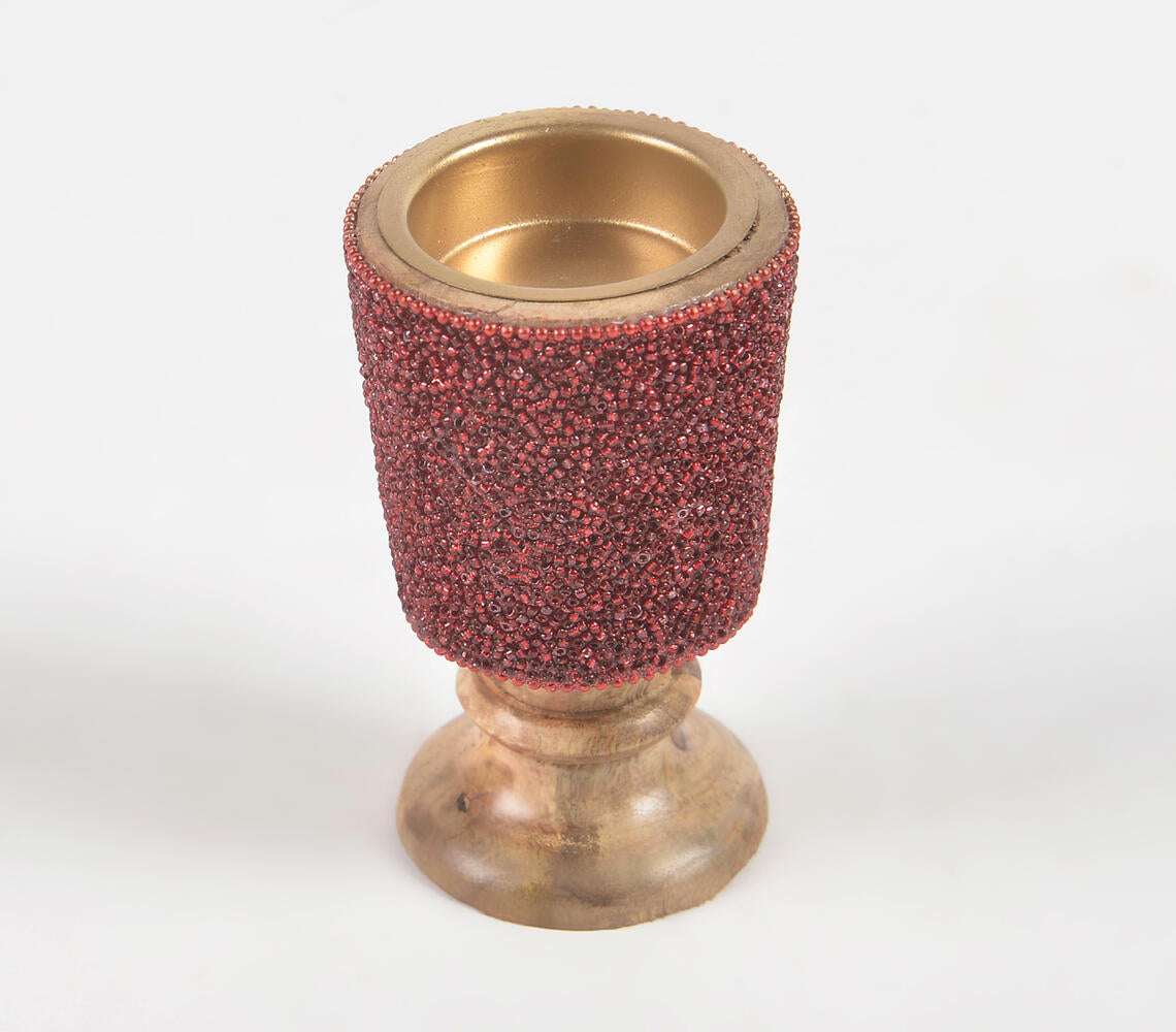 Raw Mango Wood Beaded Incense Cone Holder