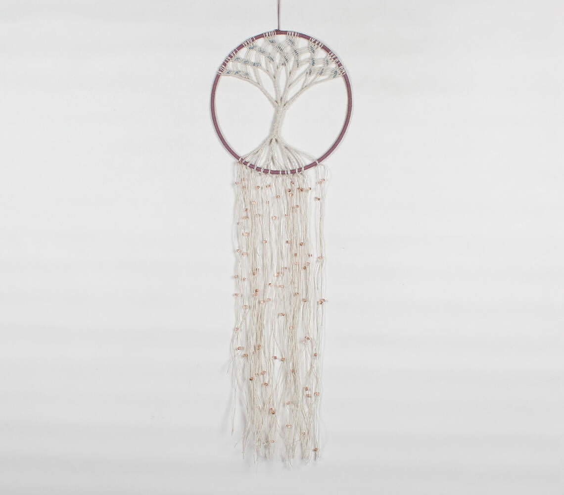Jute & Glass Beads Tree-Coil Decorative Wall Hanging