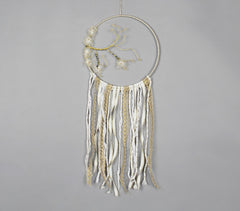 Floral Branch Dreamcatcher with Golden & White Lace-Extensions
