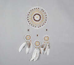 Cotton Crochet & Faux Feathers Dreamcatcher