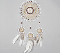 Cotton Crochet & Faux Feathers Dreamcatcher