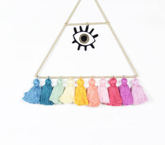 Triangular-Frame Eye Tasseled Wall Decor