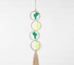 4-Tiered Hoops Cacti Fringed Wall Decor