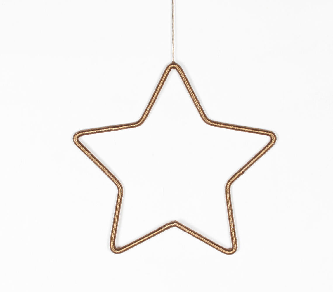 Golden Lurex-Wrapped Star Wall Hanging