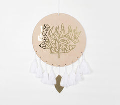 Mirror-Finishing Acrylic & Round MDF Tasseled Wall Hanging