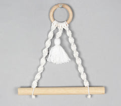 Cotton Macrame & Wood Hanging Roll Holder Q1
