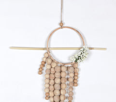 Wooden-Beaded & Faux Flowers Wall Decor