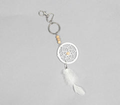 White Mini-Dreamcatcher Keychain