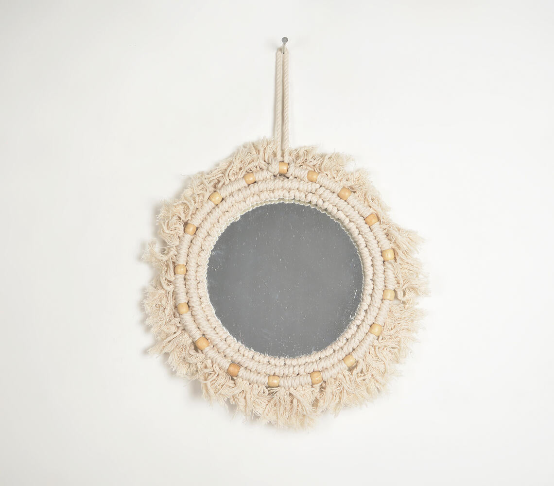 Beads & Fringes Cotton Cord Hanging Mirror