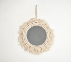 Beads & Fringes Cotton Cord Hanging Mirror