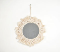 Fringes in Floral Cotton Cord Hanging Mirror