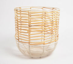 Earthy Handwoven Iron & Cane Candle Holder