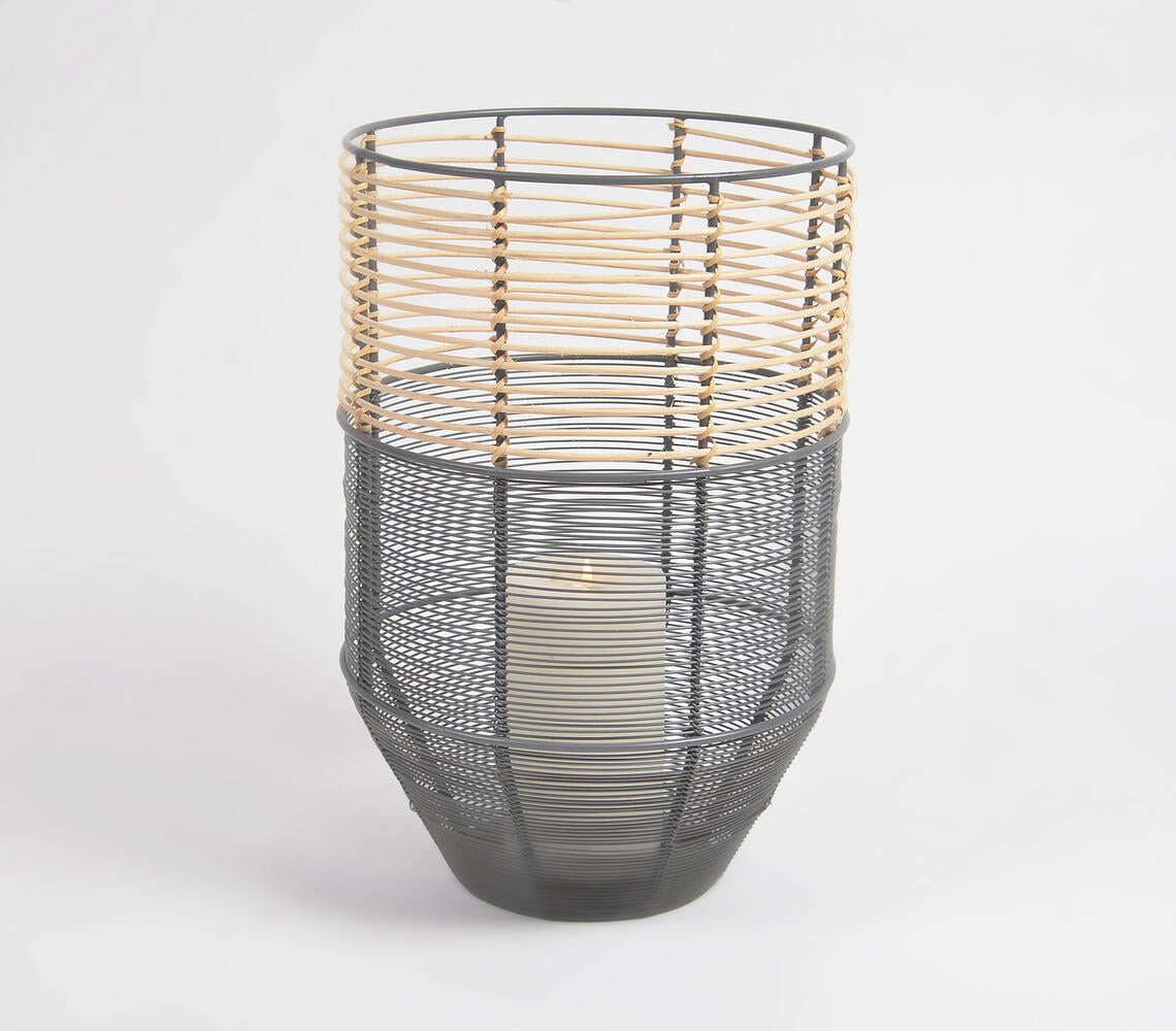 Cylindrical Cane Iron Candle Holder